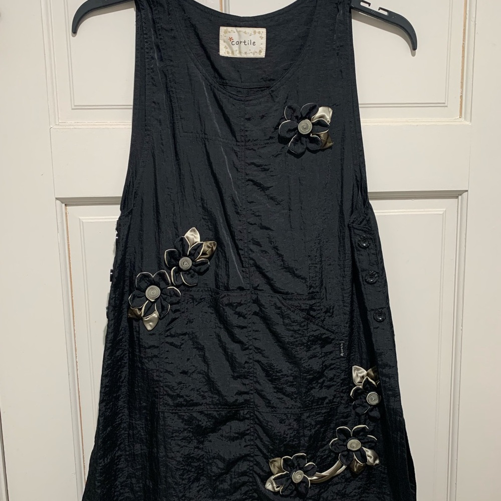Cortile Parisian Asymmetrical Embellished Black Dress. Size Small.